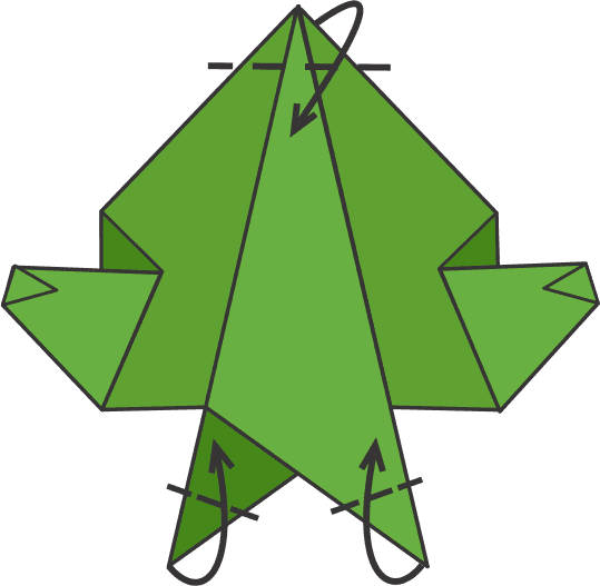 Fold the Top Point Down and Bottom Corners Up
